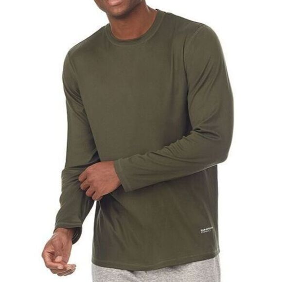 Cuddl Duds Mens Sz M Dk Olive Green Far-Infrared Enhance L/S Pajama Crewneck Tee - Picture 8 of 8